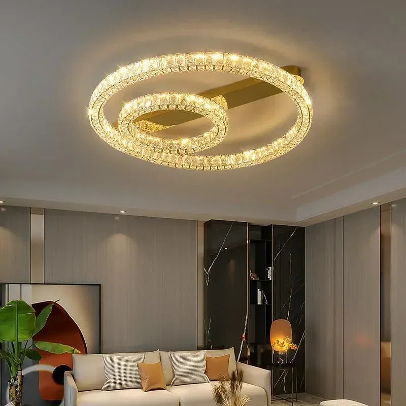 Modern Luxury Crystals Ceiling Lights Living Room Lustre Led Dimmable Chandelier Art Decor Led Ceiling Lamp Luminarias