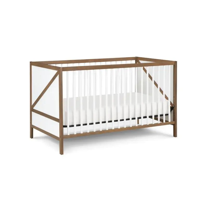 3-in-1 Crib Walnut White - Convertible Baby Bed with Storage and Mattress Options