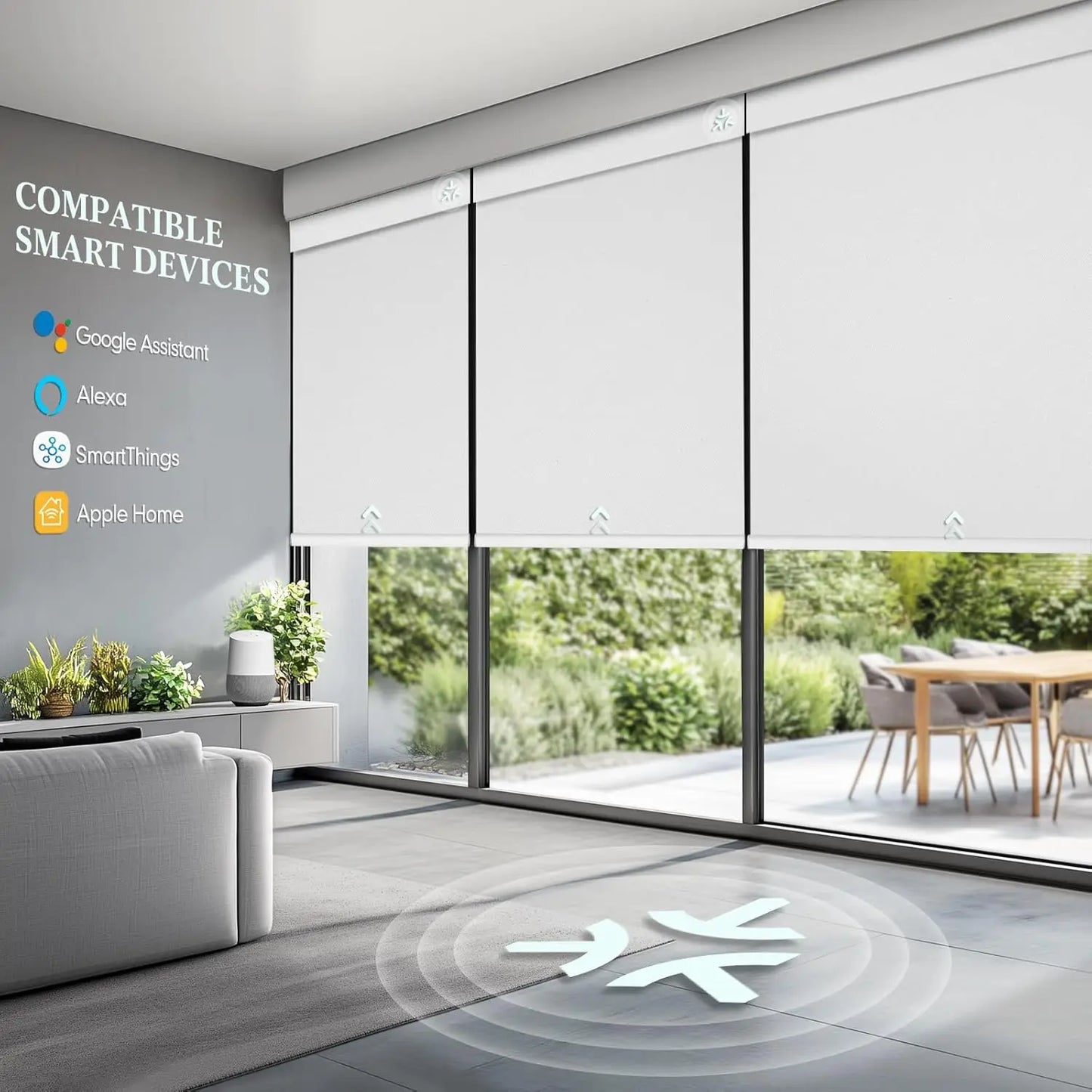 Motorized Blinds with Remote, Automatic Roller Shades for Windows with Matter Motor,Solar Panel,Rechargeable