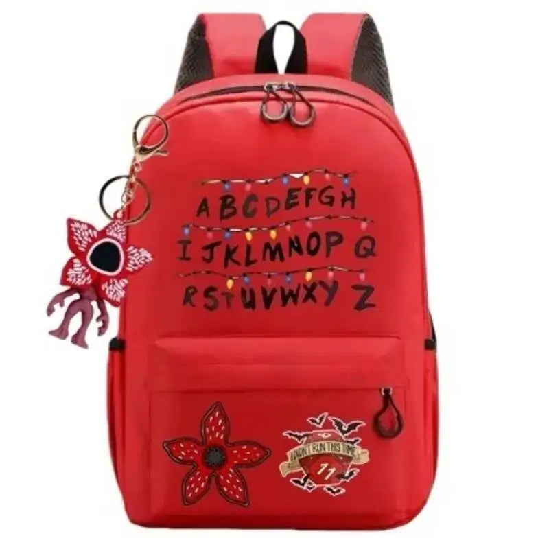 New 24 Alphabet Printed Backpack Cute TV Carnivorous Plant With Pendant Schoolbag Big Space For Boy And Girl Back To School Gift