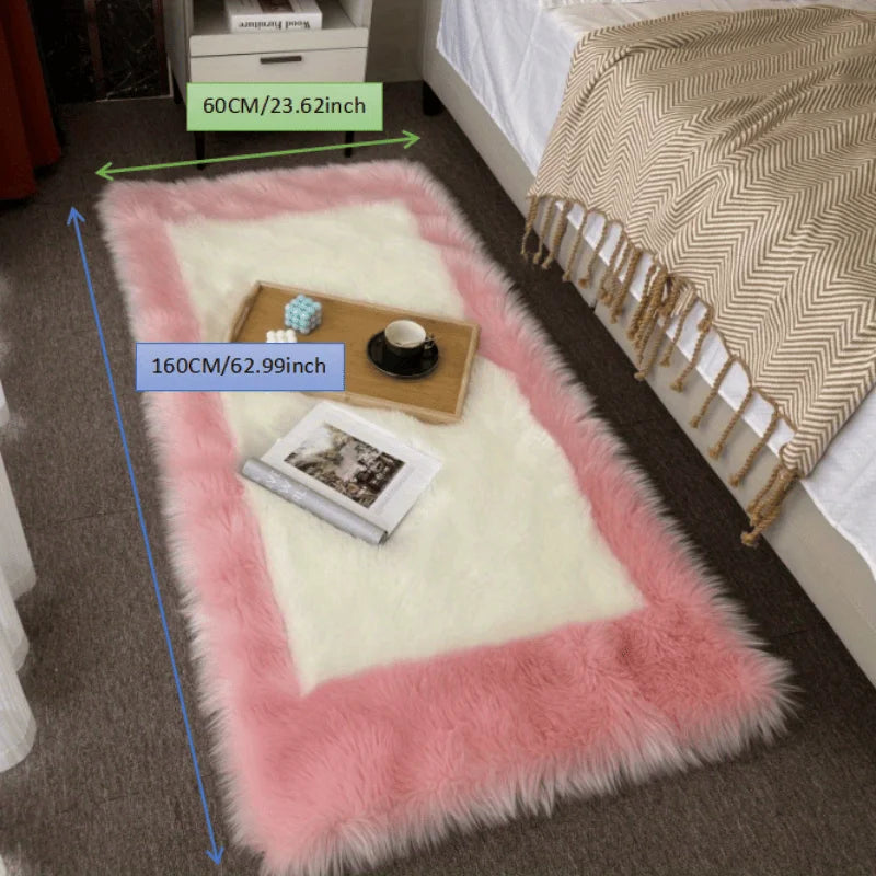 NONECN Soft Fluffy Sheepskin Rug Non Slip Machine Washable