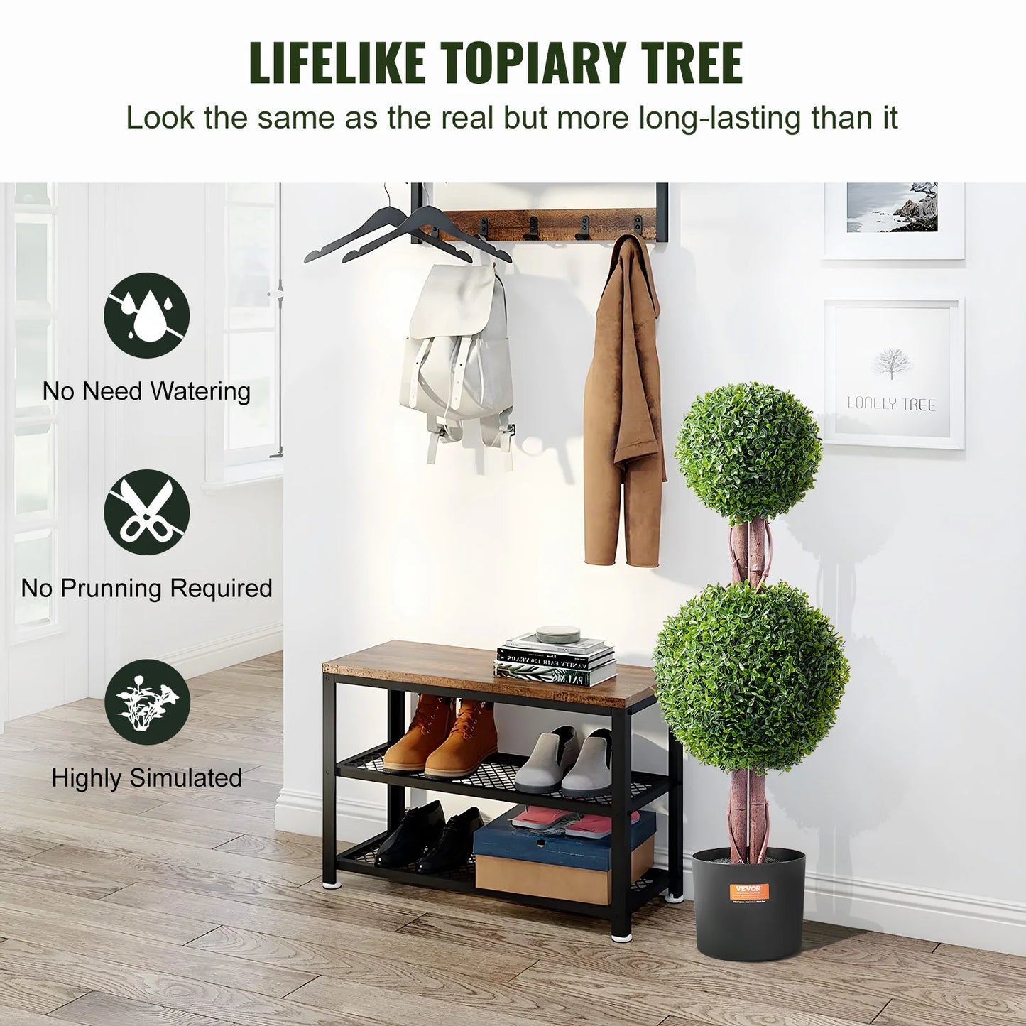 SucceBuy Artificial Boxwood Topiary Tree Indoor Decor