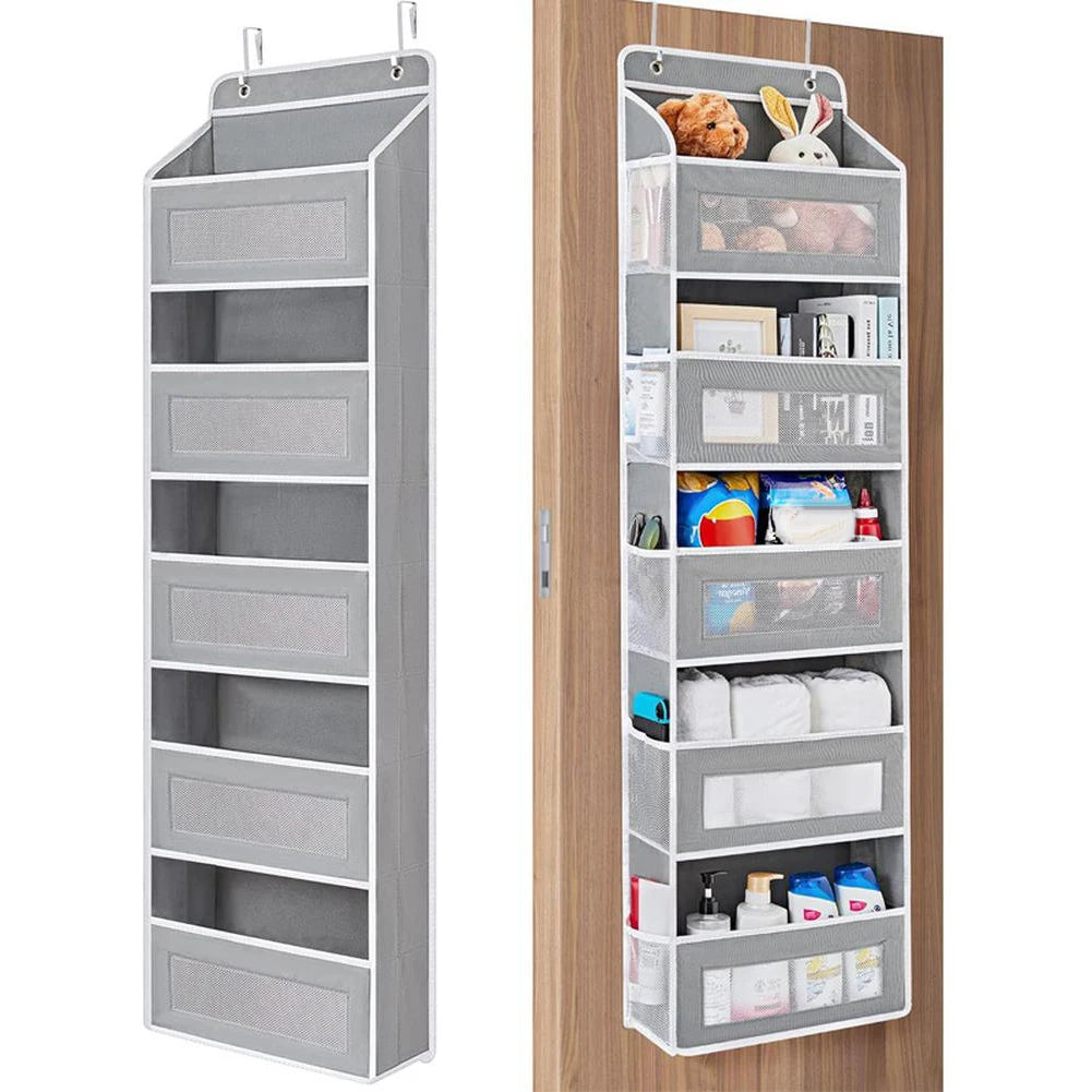 5 Layer Over The Door Hanging Organizer With Mesh Pockets