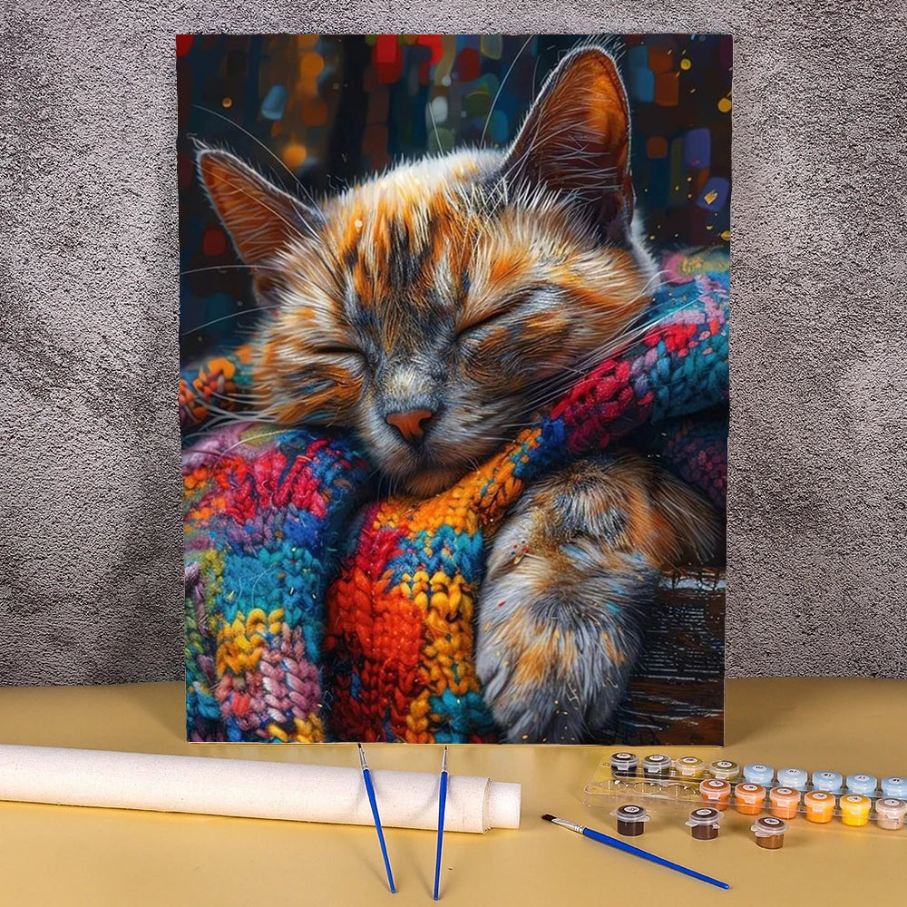 Cartoon Cat Oil Pictures By Numbers Abstract Paintings On Canvas Animal Acrylic Paint By Number For Home Wall Art Decor