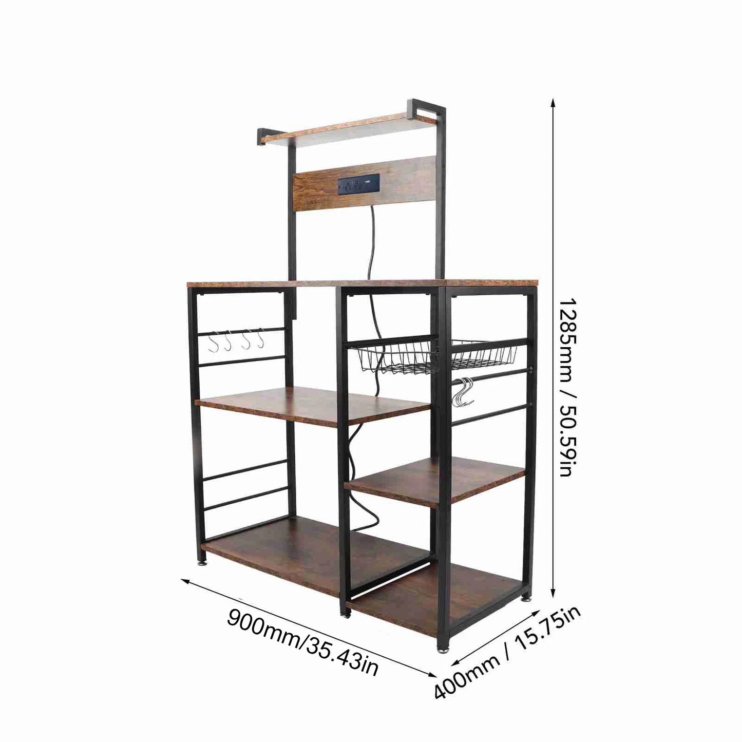 Steel Wood Microwave Oven Stand Bakers Rack Multi Tier