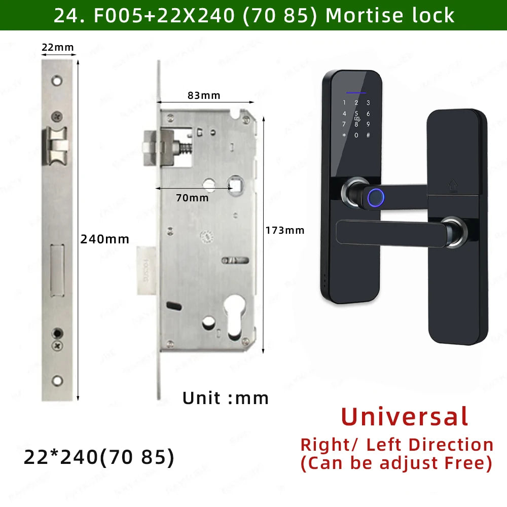 RAYKUBE F005 IP65 Waterproof Tuya Wifi Lock Electronic Smart Door Lock With Fingerprint/Smart Card/Password/Key/APP Unlock