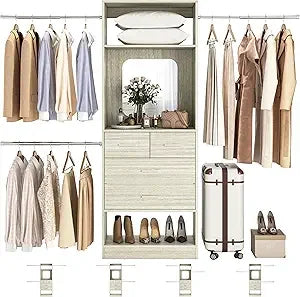 Walk In Closet Organizer Kit With Tower And Extendable Rods