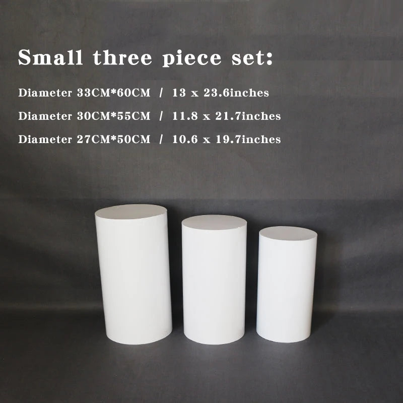 Hot 3/5pcs Round Cylinder Pedestal Display White Gold Art Decor Cake Stand Plinths Pillars for DIY Wedding Party Decorations