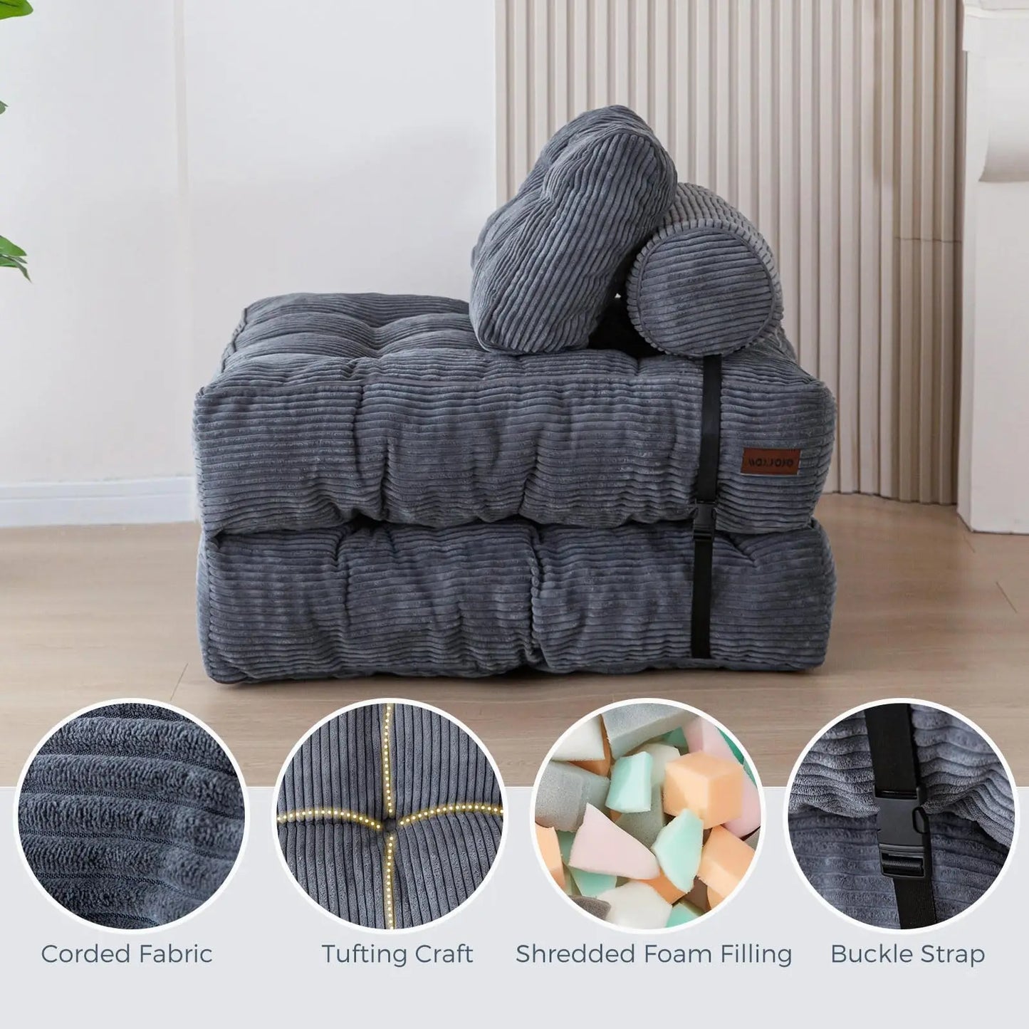 Folding Sofa Bed Sleeper Chair - Portable Fold Out Mattress for Living Room, Bedroom & Small Spaces