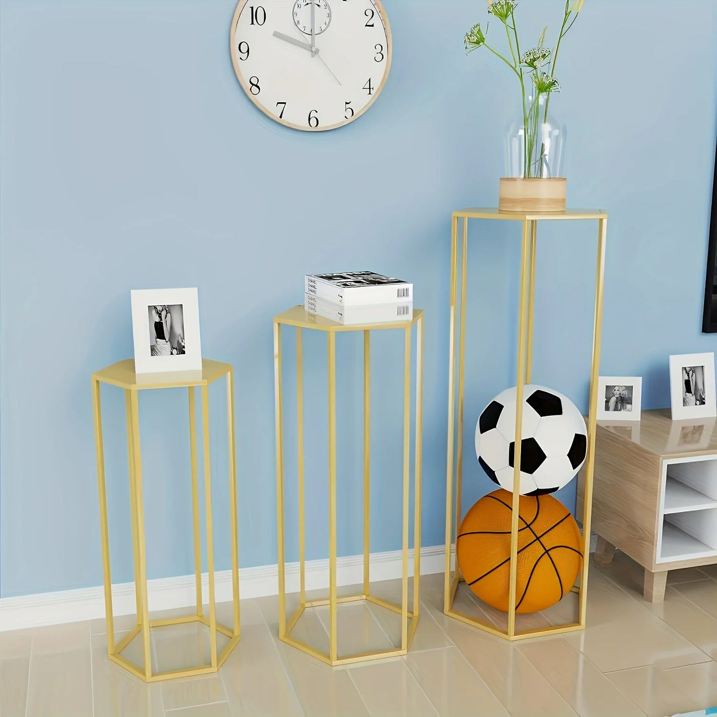 Large Six Sided 3 Piece Storage Rack Vase Decor Organizer