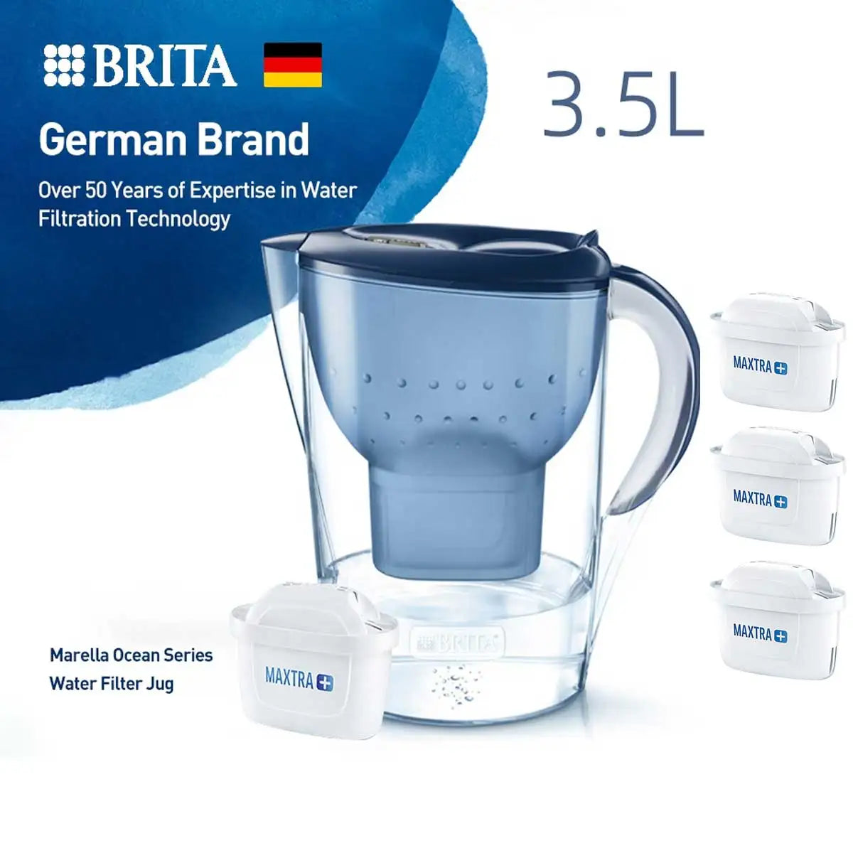 BRITA Marella Ocean Series Water Filter Jug Cartridge System