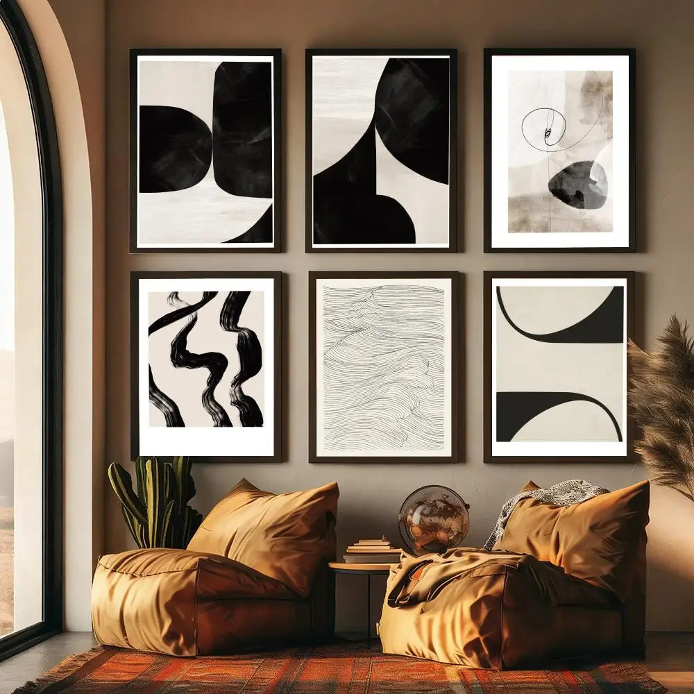 Black and White Artwork Painting Calligraphy Modern Aesthetic Canvas Wall Art Decor Print for Living Room Office Gallery Decor