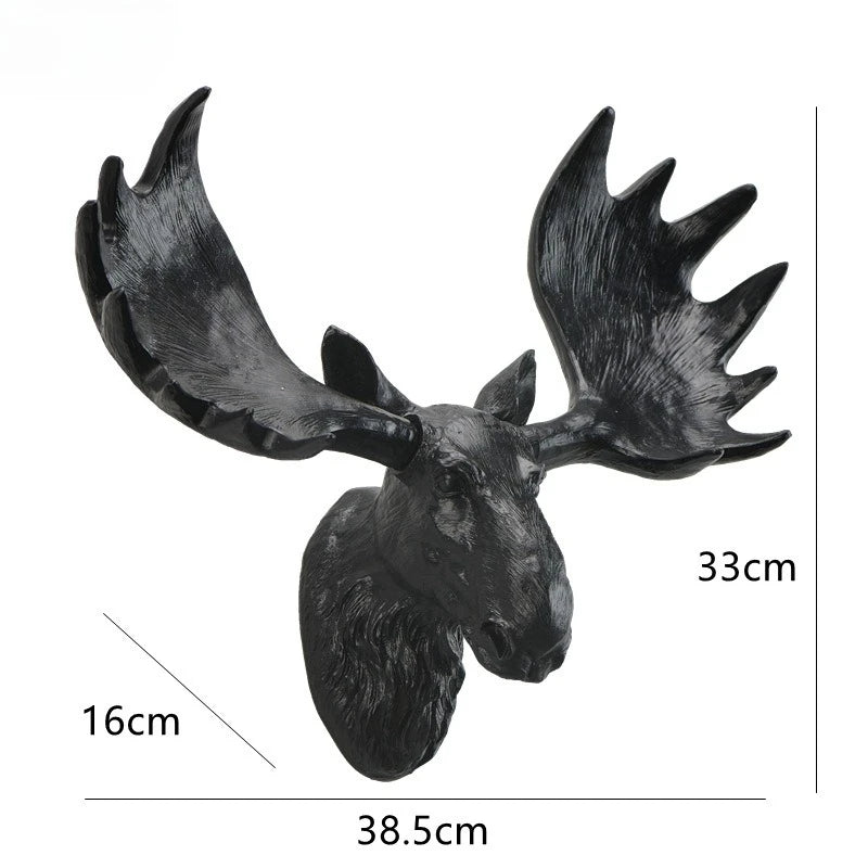 Resin Simulated Deer Head Sculptures Ornament Wall Hanging Retro Creative Sculptures Luxury Background Wall Decoration Art Decor
