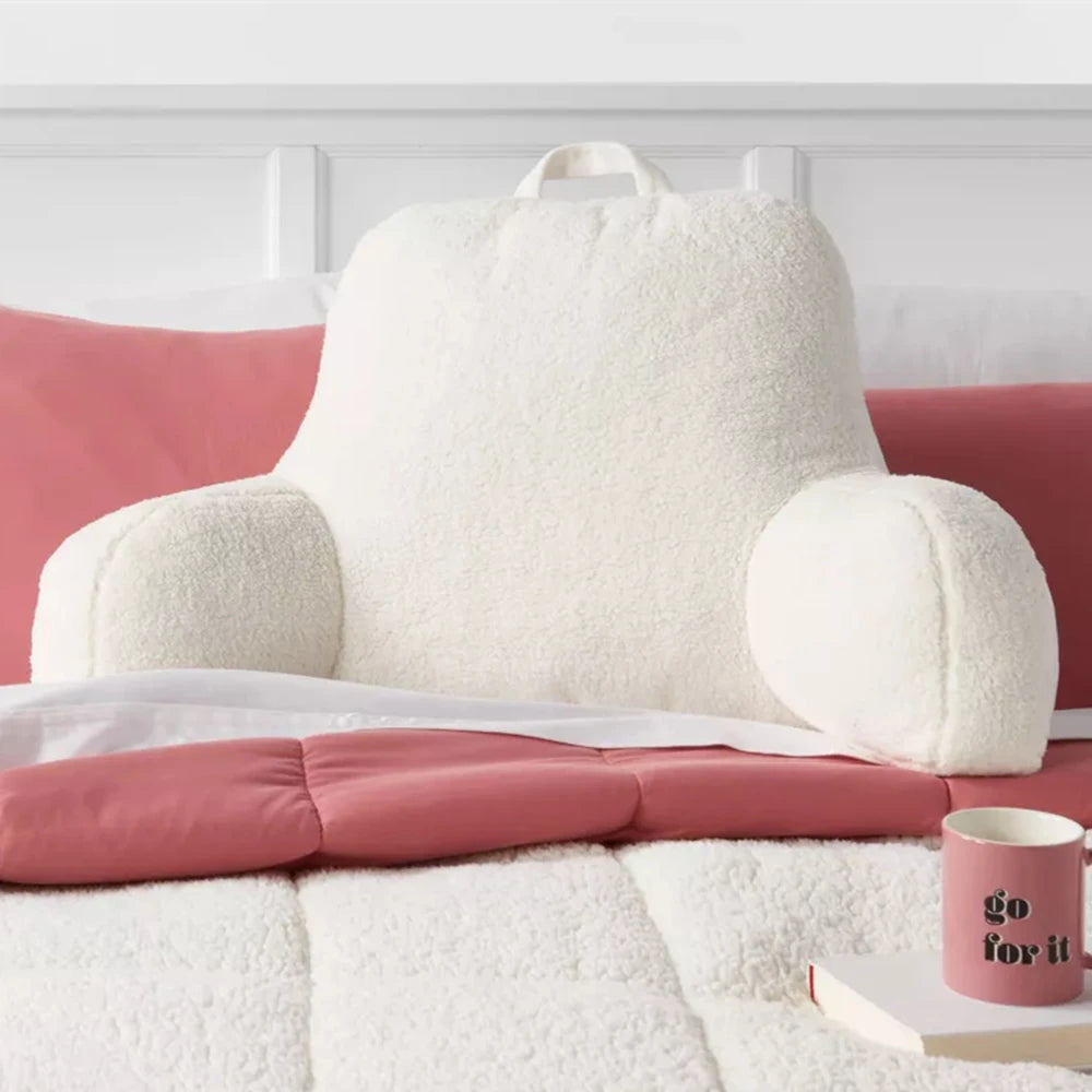 Craft of Weaving Faux Shearling Bed Rest Pillow with Arms