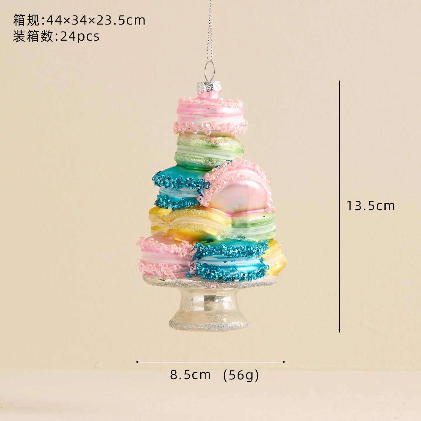 New Shaped Glass Christmas Ball Christmas Tree Pendant Colorful Macaron Cake Painted Ball Christmas Decorations