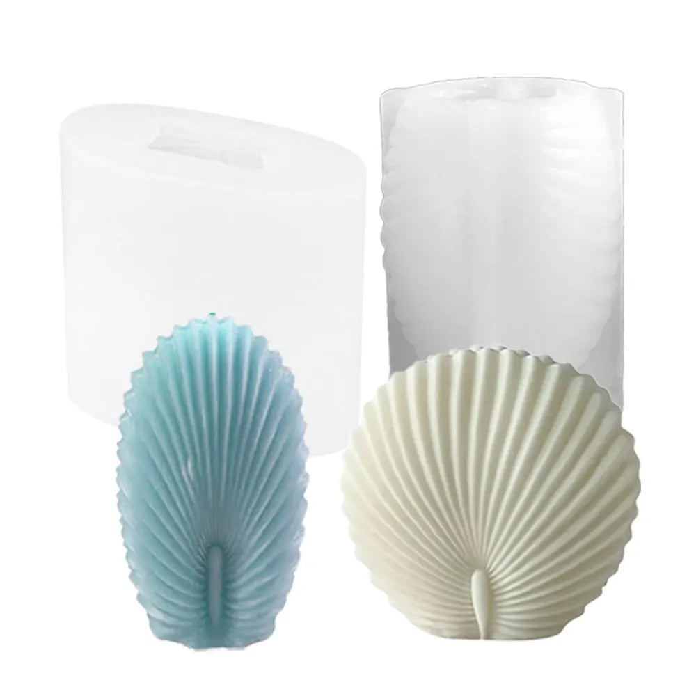1-2Pcs/set 3D Sea Shell Candle Silicone Mold Relief Stripe Clam Shell Mould for Gypsum DIY Ellipse Ceramics Gifts Home Art Decor