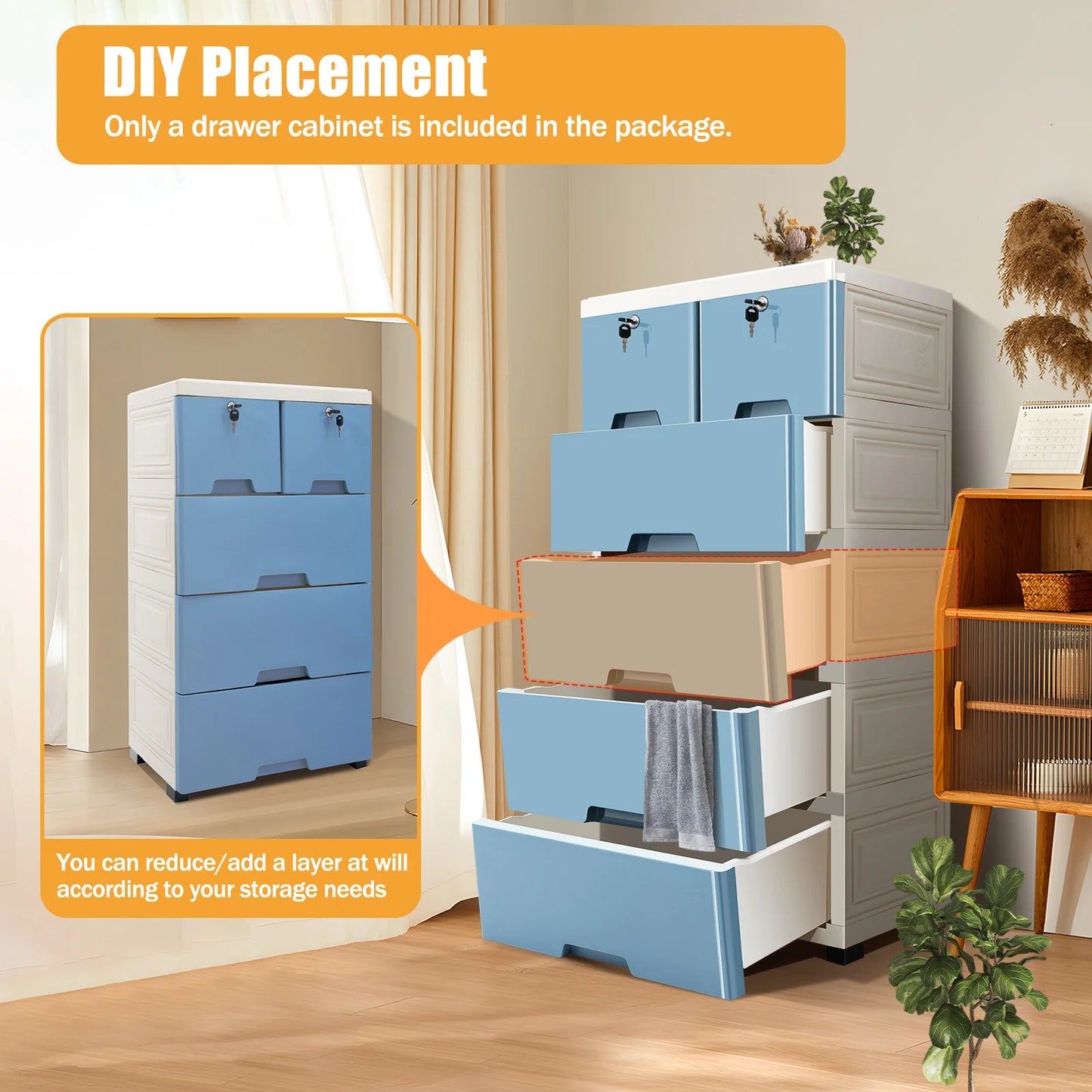 Classic 6 Drawer Plastic Dresser Storage Tower Closet Organizer Unit for Home Office Bedroom