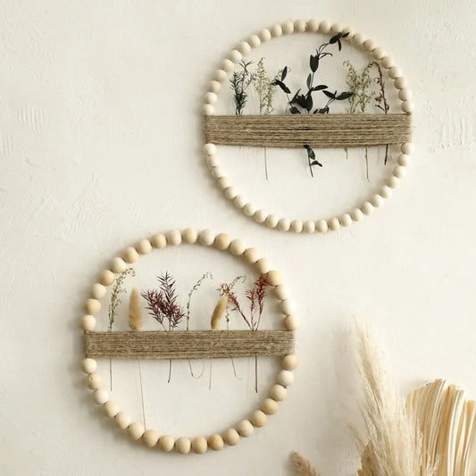 Wood Bead Door Wreath Elegant Wall Ornaments Decorative Minimalist Wall Art Modern Wooden Interior Decoration Bedroom Decors