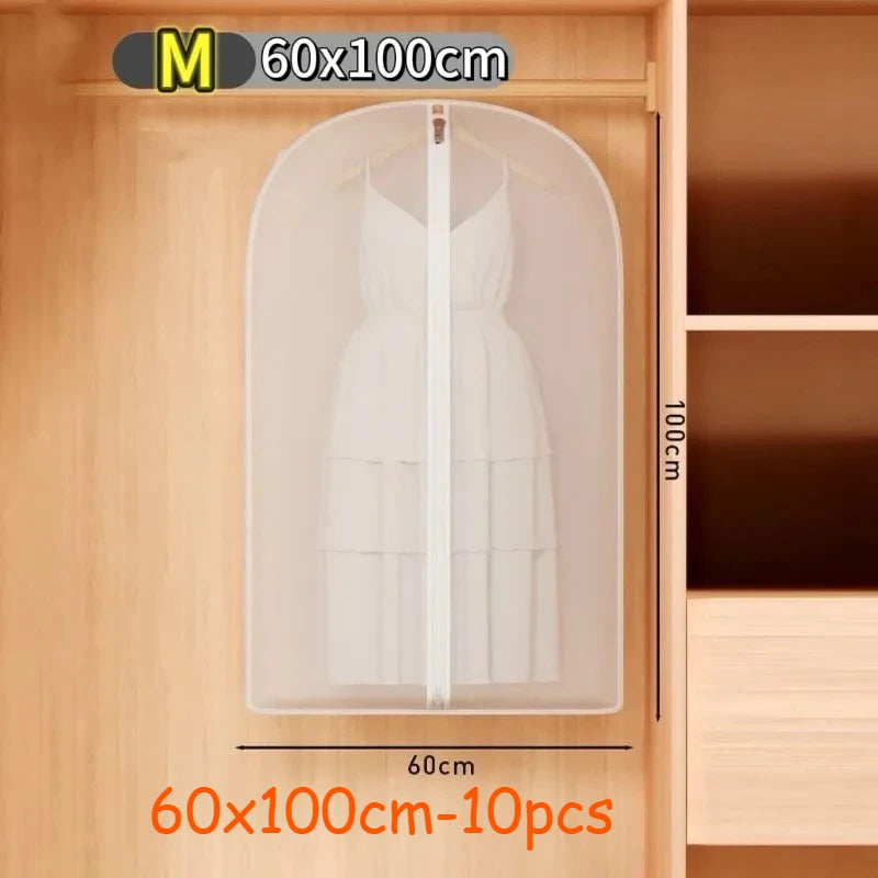 1-10PC Clothes Hanging Dust Cover Wedding Dress Cover Suit Coat Storage Bag Transparent Fully Enclosed Clothes Cover with Zipper