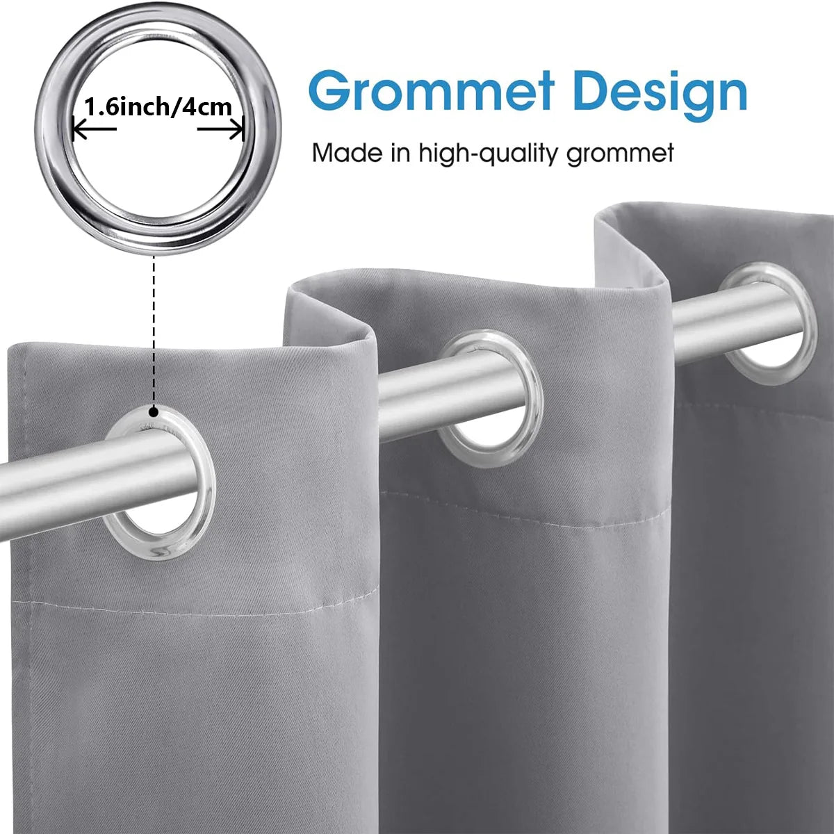 4Pcs Blackout Curtains Heat Insulated Grommet Living Room