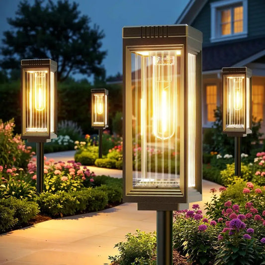 Pathway Lights Outdoor, 8 Pack Upgraded Solar Lights Outdoor Waterproof, Bright Up to 15 Hrs Auto On Off Garden Light for Yard P