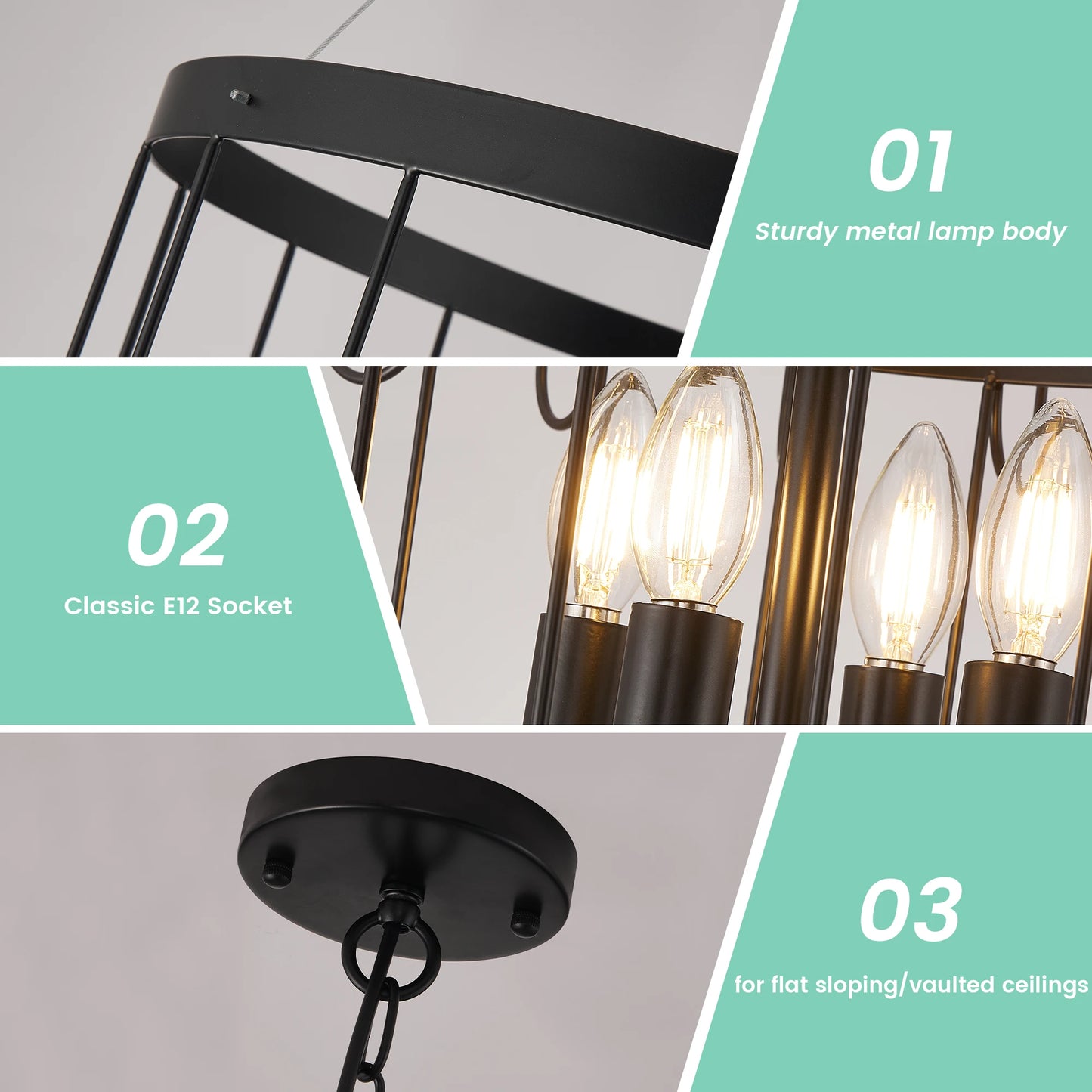 Farmhouse Lantern Tiered Chandelier for Foyer LED Lighting