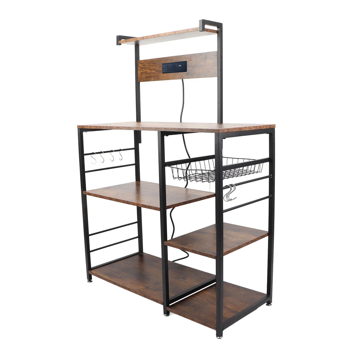 Steel Wood Microwave Oven Stand Bakers Rack Multi Tier