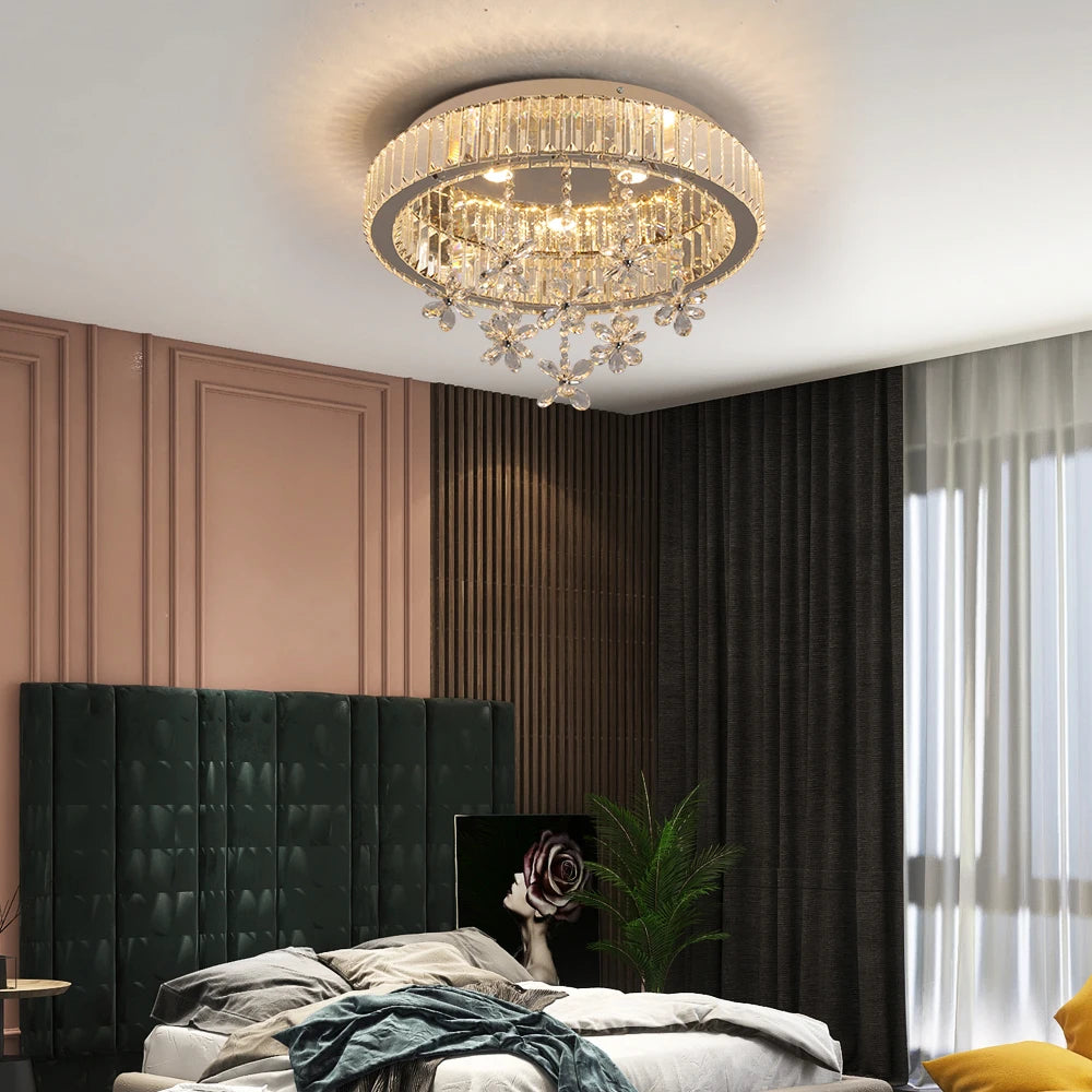 Crystal LED Ceiling Lamp Modern Chandelier Pendant Light Luxury Home Decor Living Dining Room Decor Fixtures Plafonnier Lustre