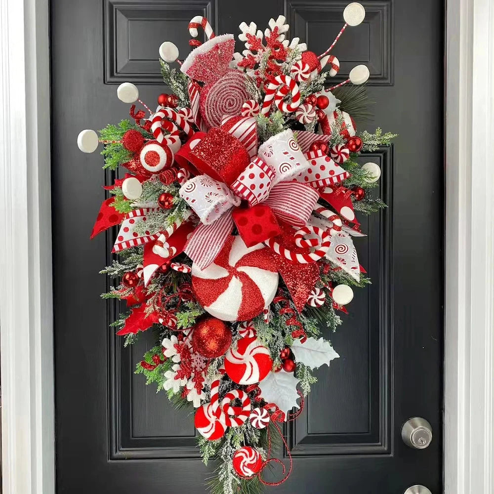 FZCSPEED Christmas Wreath for Front Door Christmas Collection Wreaths Artificial Festival Decor for Indoor Outdoor Wall Window
