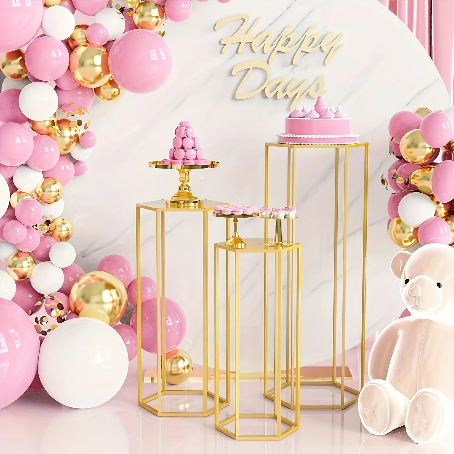 Large Six Sided 3 Piece Storage Rack Vase Decor Organizer