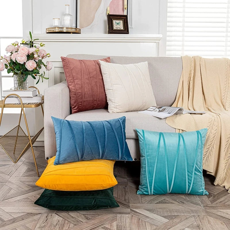Velvet Fall Pillow Covers Mustard Yellow Throw Pillow Covers Decorative Pillow Covers Cushion Case Cozy Modern Fall Decor Pillow