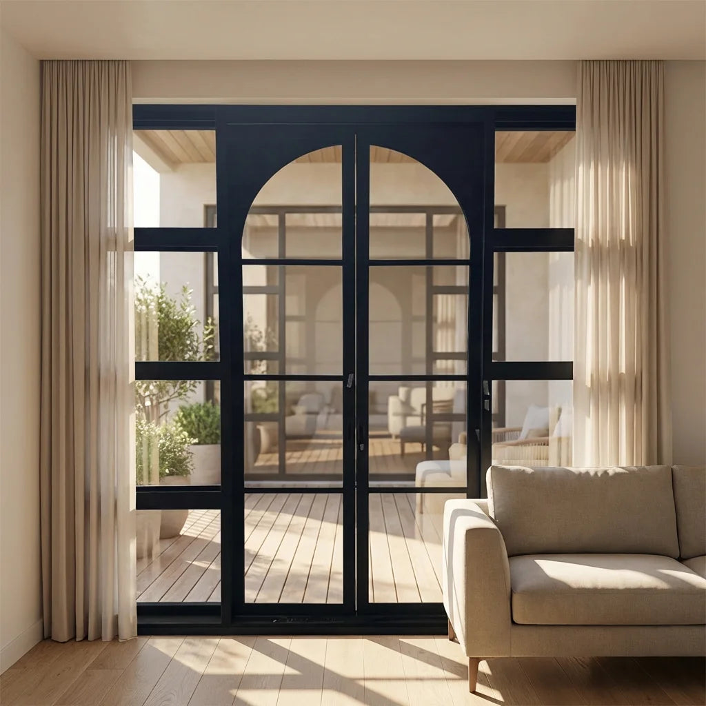 Household Sturdy and Durable French Door Corrosion Resistant Resistant Aluminum Alloy FrameFrench Style Casement Glass Doors