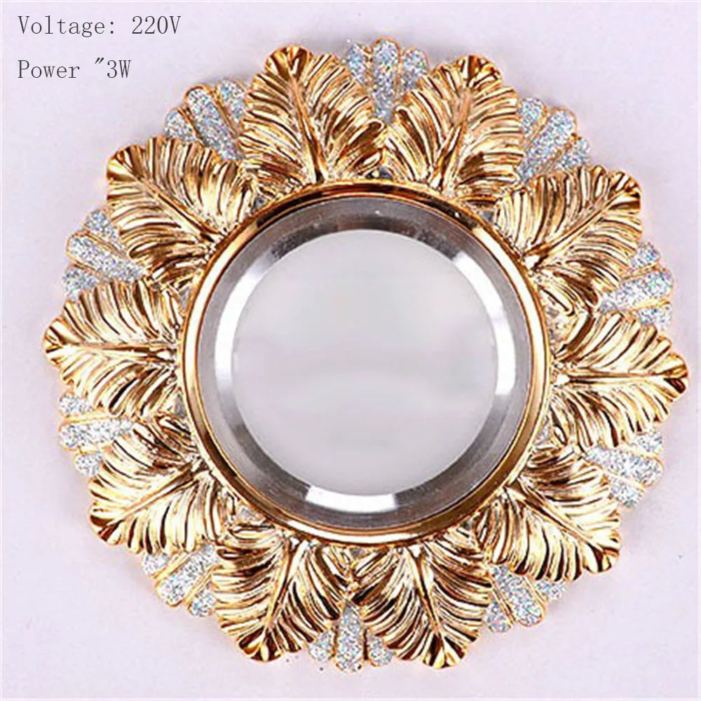 Art Decor Resin Golden Leaf 220 Volts Led Downlight Luxury Indoor Lighting Foyer Corridor Hallway Hotel 5W Retro Recessed Lamp