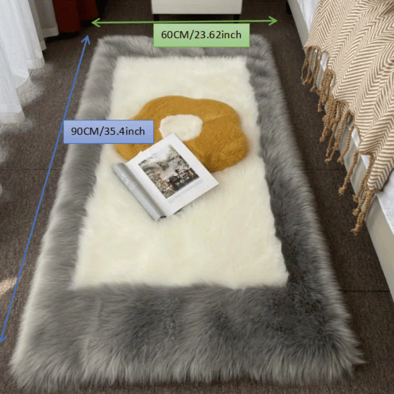 NONECN Soft Fluffy Sheepskin Rug Non Slip Machine Washable
