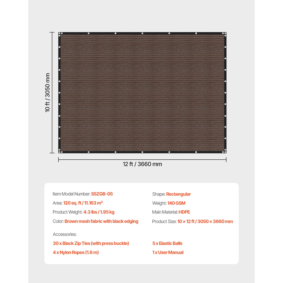 SucceBuy HDPE Sun Shade Cloth Canopy Cover for Pergola and Garden