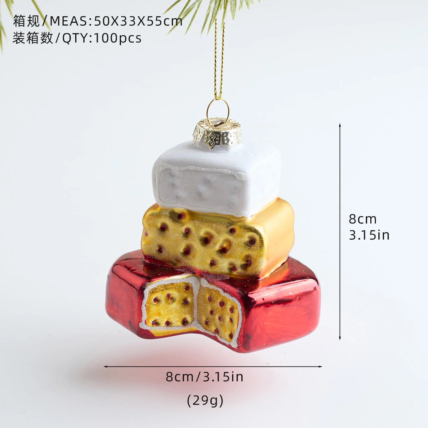 New Shaped Glass Christmas Ball Christmas Tree Pendant Colorful Macaron Cake Painted Ball Christmas Decorations