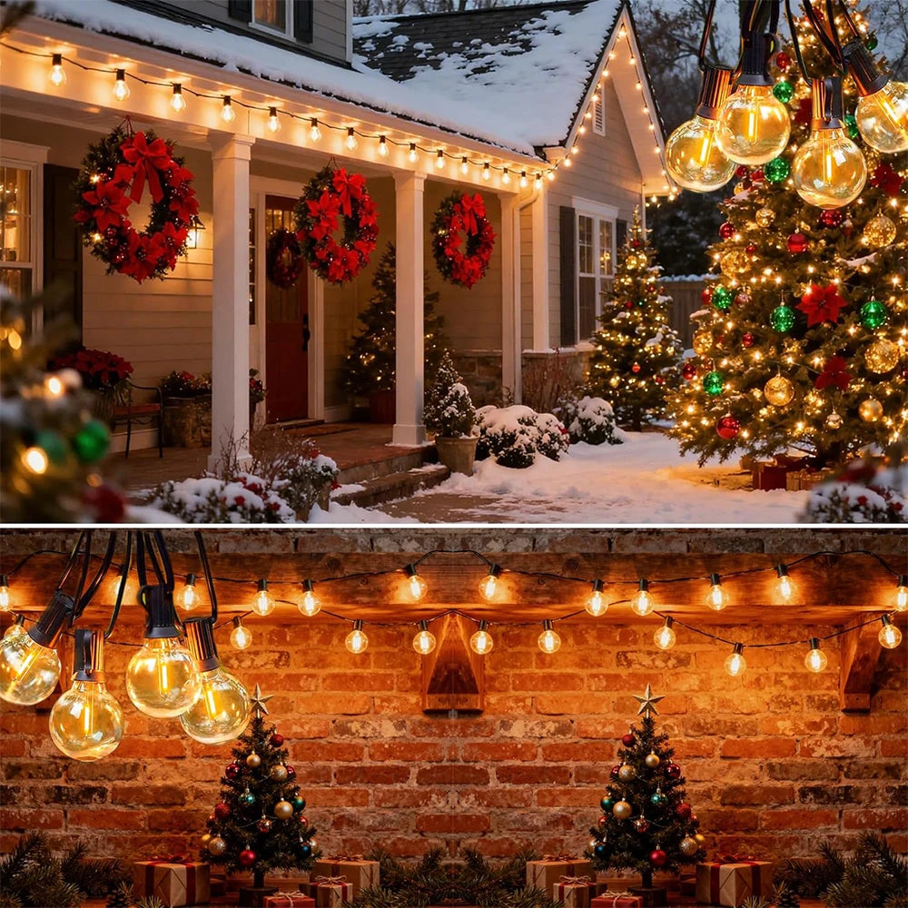 Outdoor Solar G40 Spherical LED String Lights IP65 Waterproof