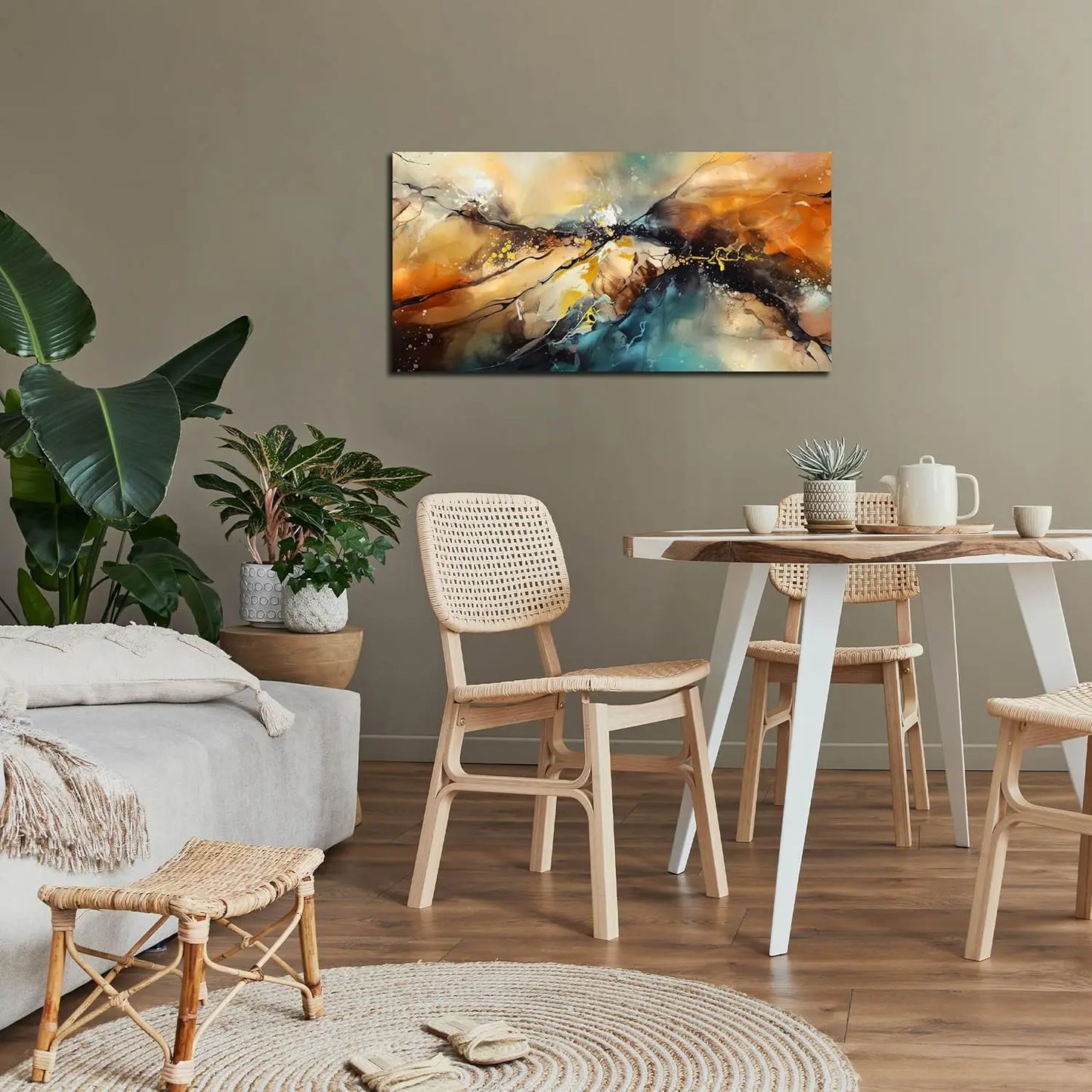 Modern Abstract Canvas Painting for Living Room, Bedroom, Kitchen - Ready to Hang 20x40 Inches
