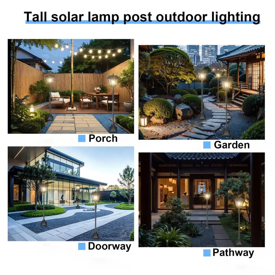 Lamp Post Lights Outdoor Waterproof, 70 Tall Solar Light Poles for Outside, Decorative Floor Lamp Lighting for Garden Patio Yard