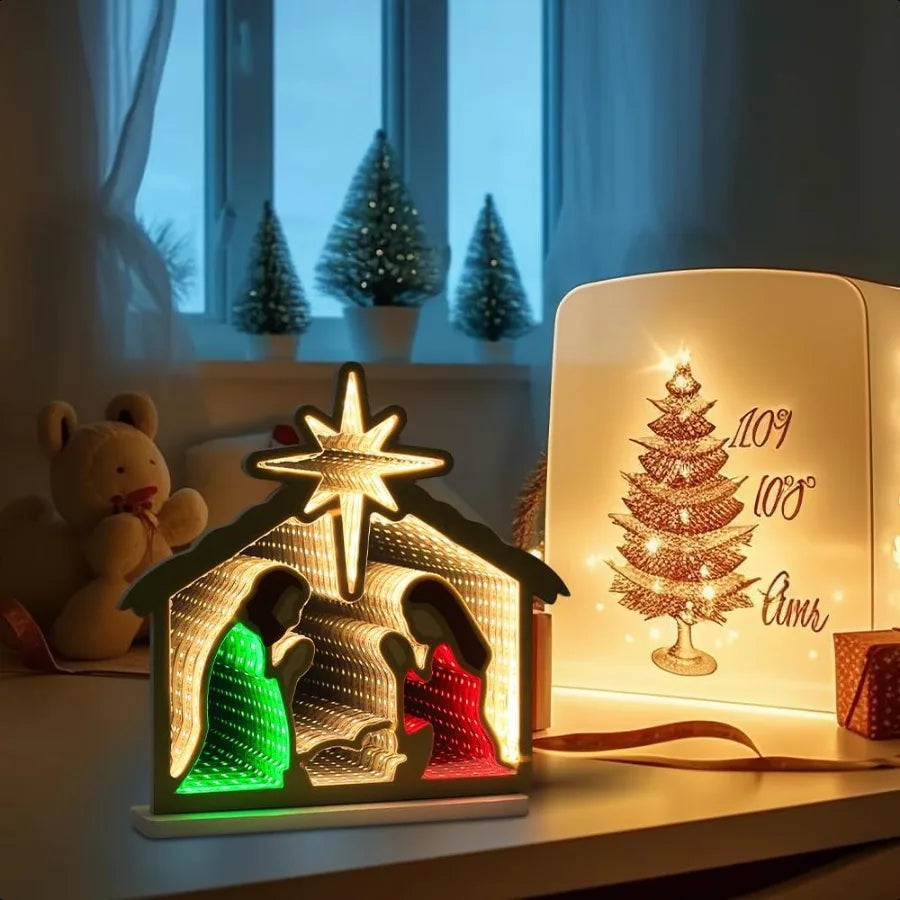 Indoor Nativity Scene Infinity Mirror Tunnel Light For Living Room