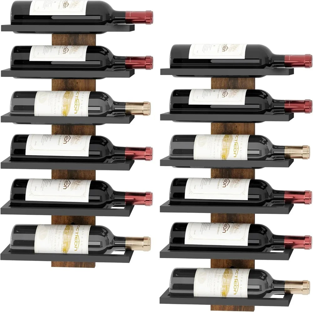 6 Tier Wall Mount Wine Rack for Living Room Bar Storage