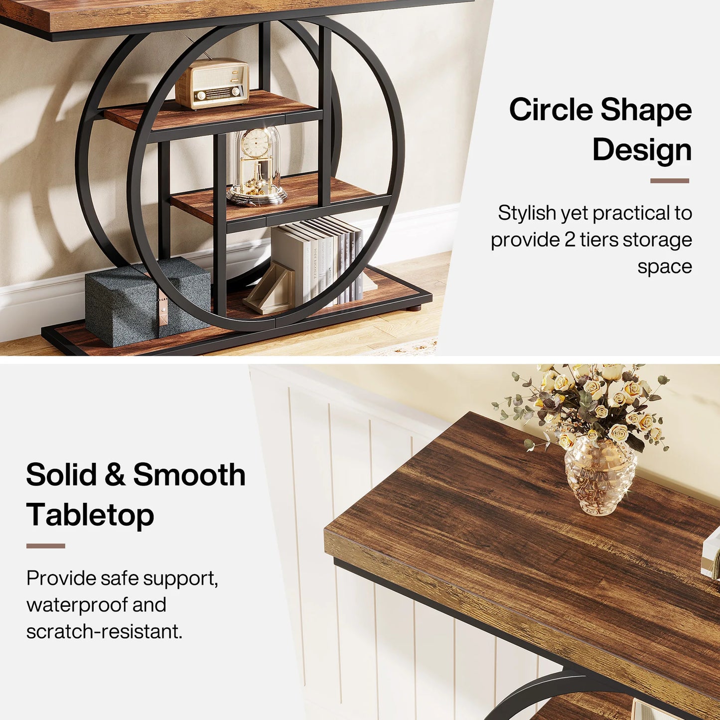 Console Table 4 Tier Entry 41.3 Inch Industrial Sofa Table