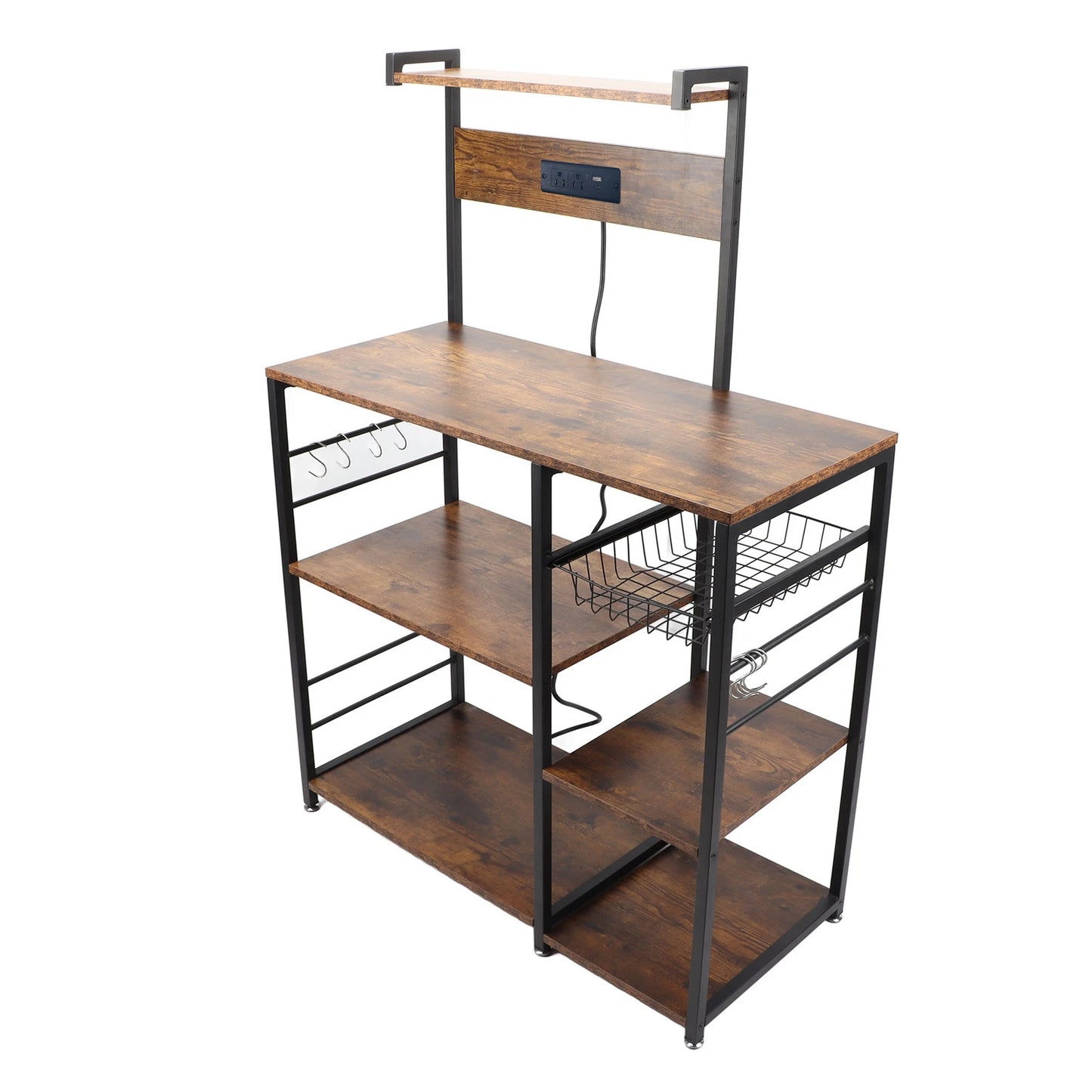 Steel Wood Microwave Oven Stand Bakers Rack Multi Tier
