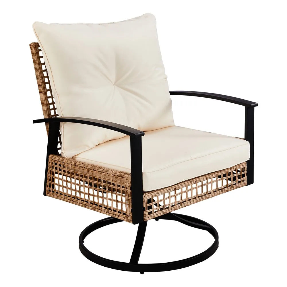 Garden Swivel Rocker Chair Set With Table For Patio