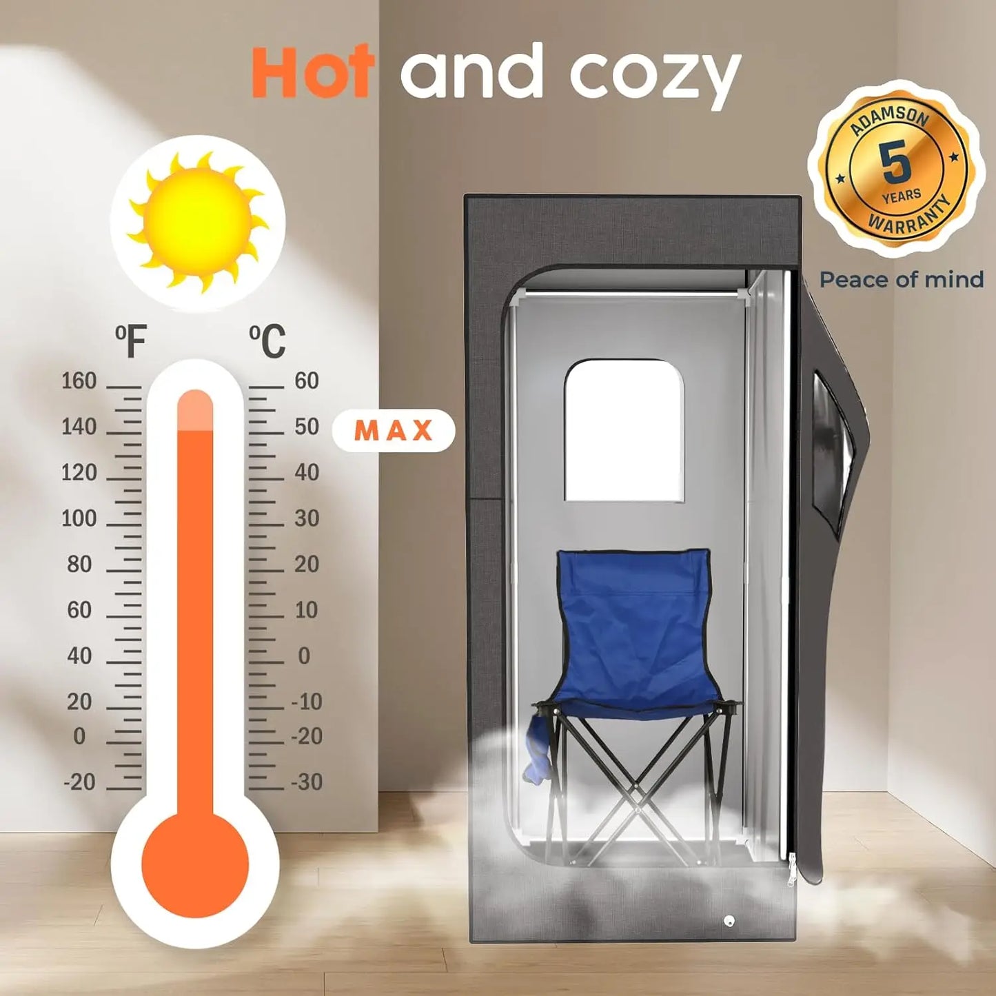 Full Size Portable Steam Sauna Tent for Home Spa Relaxation with Chair, Remote & Foot Massager - 2.6L 1000W