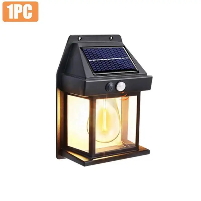 1-4Pcs Solar-Powered Waterproof Outdoor Wall Light with 3 Modes Motion Sensor Tungsten Filament Garden Yard Decoration LED Lamp
