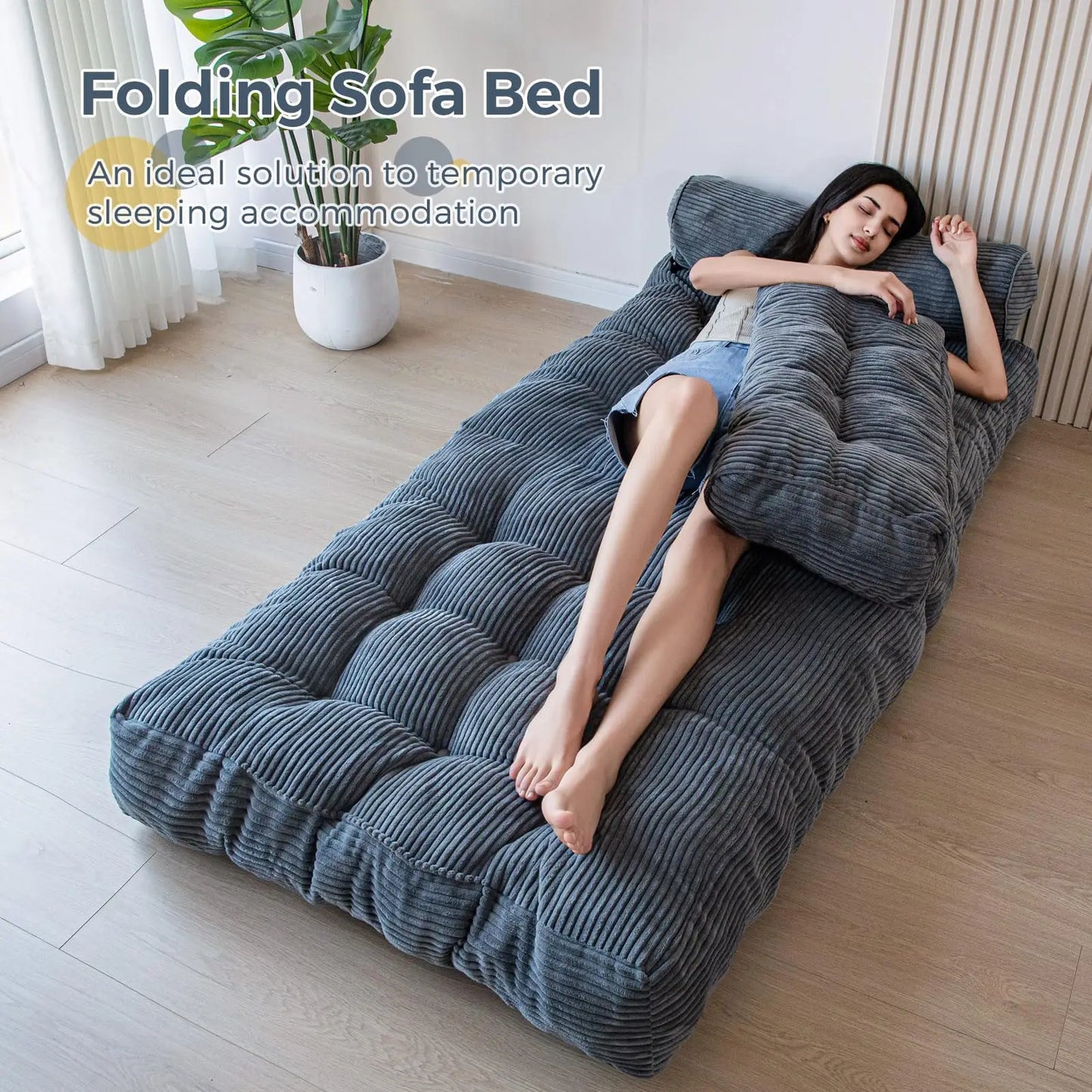 Folding Sofa Bed Sleeper Chair - Portable Fold Out Mattress for Living Room, Bedroom & Small Spaces