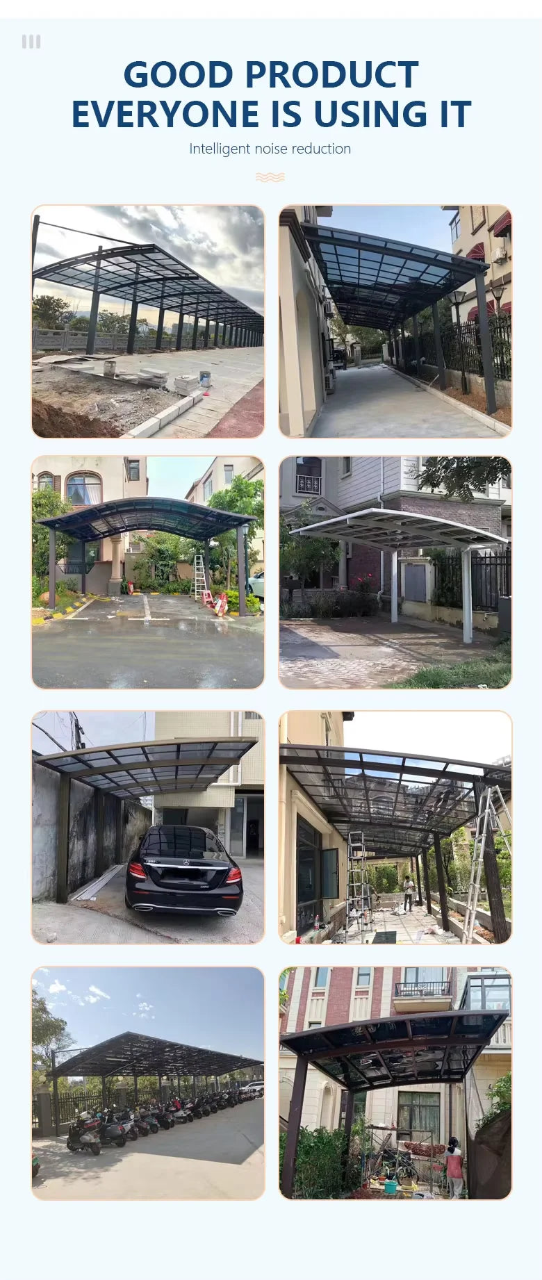 OneAlu Modern Custom Aluminum Outdoor Structure - Gazebo, Carport, Sunshade Canopy for Villa, Garden, Patio & Flower Stand
