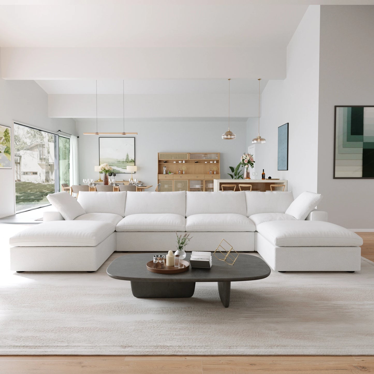SdorensCN Modular Cloud U Shaped Sofa With Ottomans