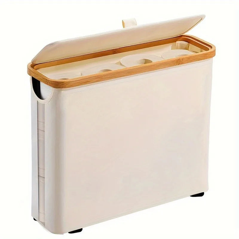 Toilet Paper Storage Basket With Transparent Window Lid Bathroom Organizer